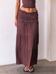 Denali Maxi Skirt - Brown Dot