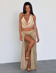 Cyrene Satin Cowl Top - Gold