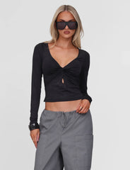 Saffira Long Sleeve Top - Black