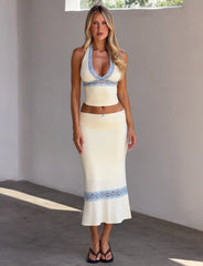 Calina Plunge Lace Top - Cream