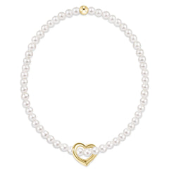 egirl Classic Pearl 3mm Bracelet - Love Gold Charm