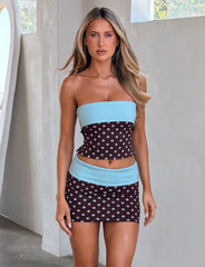 Imogen Tube Top - Brown And Blue Polka Dot
