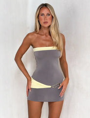 Eos Mini Dress - Grey And Yellow