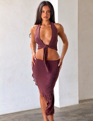 Georgie Diamante Hi Lo Skirt - Chocolate