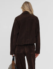 Camellia Bomber Jacket - Chocolate Suede