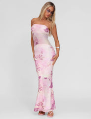 Morgan Mesh Dress - Grunge Floral Magenta