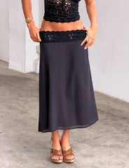 Sasha Crochet Midi Skirt - Black