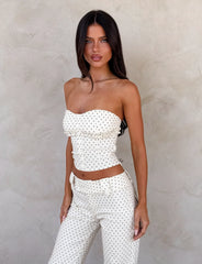 Kittie Strapless Corset - Cream Dot