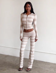Marissa Foldover Knit Pant - Taupe Ombre Stripe