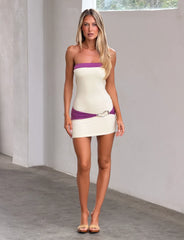 Eos Mini Dress - Cream And Dusty Lilac