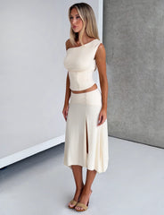 Alyssa Hi Lo Skirt - Cream
