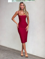 Midori Midi Bandage Dress - Cherry