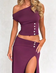 Alyssa Off Shoulder Top - Plum